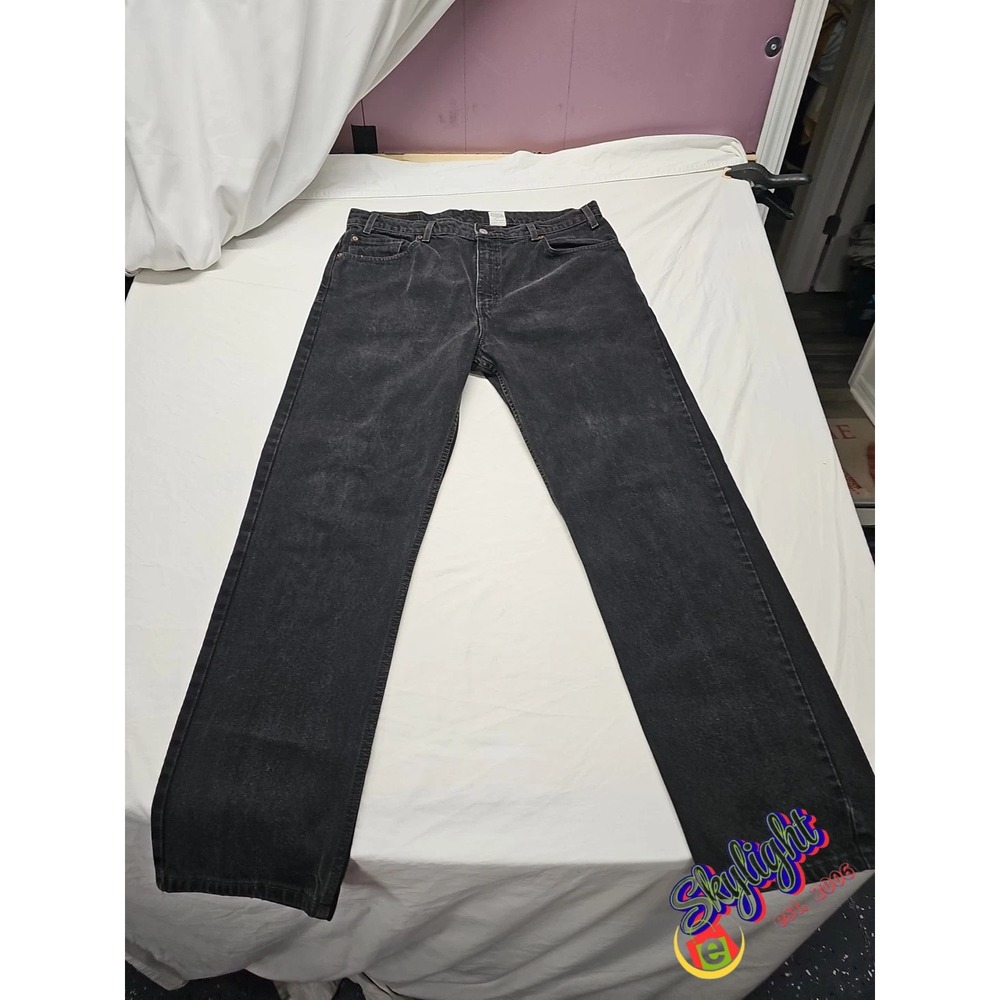 Levi's 505 Mens Black Vtg 90s Regular Fit Straight‎ Leg Denim Jeans Size 40x32